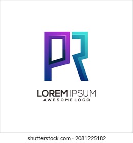 Initial Pr Logo letter Colorful Gradient Abstract