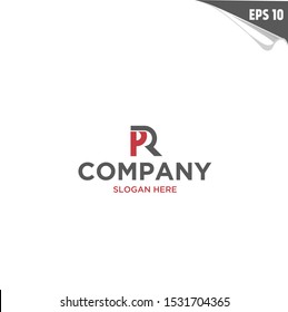Initial PR Logo monogram design template. Simple elegant shape style modern logo.