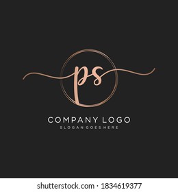 Initial PS beauty monogram and elegant logo design, handwriting logo of initial signature, wedding, fashion, floral and botanical with creative template.