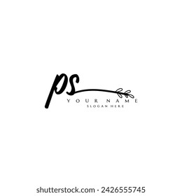 Initial PS logo handwriting floral typography ornament