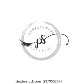 Initial PS monogram eye and eyelash handwriting
