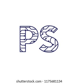 Initial PS with technology logo concepts template vector