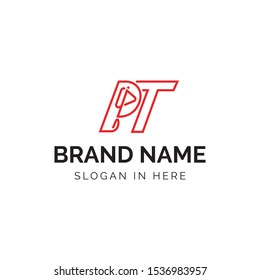 Initial PT letters with reflex hammer logo design vector illustration