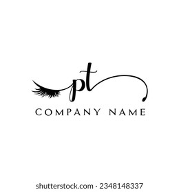 initial PT Logo lash logo eyelash vector modern symbols makeup