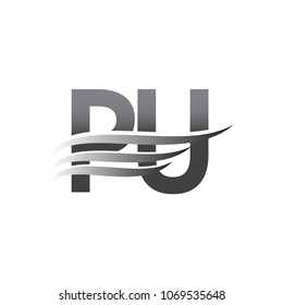 Initial PU wing logo, grey color vector logotype, logo for company name business and company identity.

