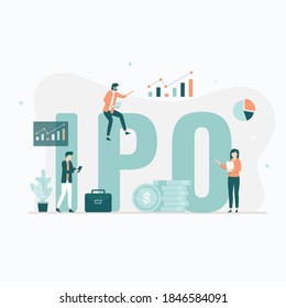 Initial public offering (IPO) illustration concept. Illustration for websites, landing pages, mobile applications, posters and banners.