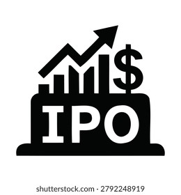 Initial Public Offering IPO Vector Icon with Growth Chart and Dollar Sign