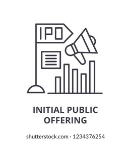 Initial public offering line icon concept. Initial public offering vector linear illustration, symbol, sign