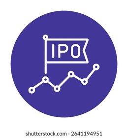 Initial public offering stock market rising. Icon symbol illustration