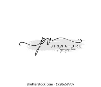 Initial PV beauty monogram and elegant logo design, handwriting logo of initial signature, wedding, fashion, floral and botanical with creative template.