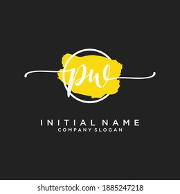 Erstmaliges PW Beauty-Monogramm und elegantes Logo-Design, handgeschriebenes Logo der ersten Signatur, Hochzeit, Mode, Blumen und botanisch mit kreativem Template.