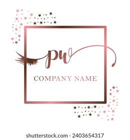 Initial PW calligraphy company eye and eyelash handwriting