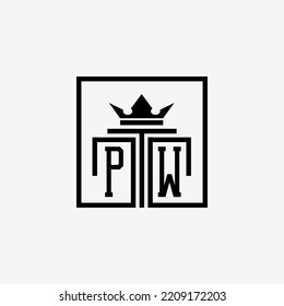 Initial PW Law Firm logo and icon design template stock vector