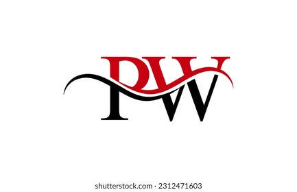 Logo de la carta PW inicial con plantilla de vectores gráficos de diseño Swoosh para identidad de empresa y empresa.