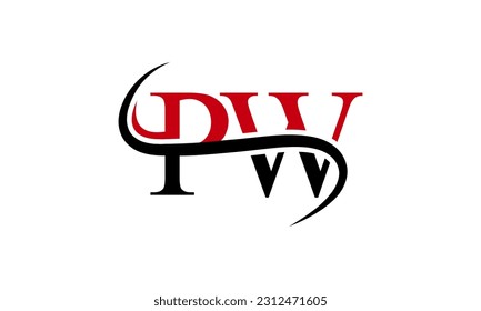 Initial PW letter Logo With Swoosh Design Graphic Vector Template for Business and Company Identity.