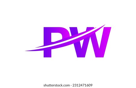 Initial PW letter Logo With Swoosh Design Graphic Vector Template for Business and Company Identity.