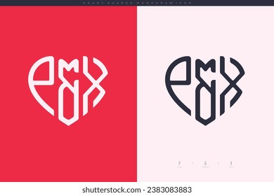letras iniciales de PX con el corazón rojo y el amor logotipo de icono plano concepto de monograma