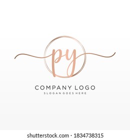 Initial PY beauty monogram and elegant logo design, handwriting logo of initial signature, wedding, fashion, floral and botanical with creative template.