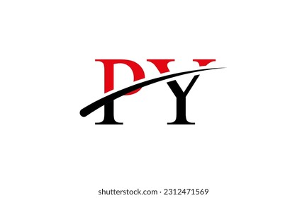 Initial PY letter Logo With Swoosh Design Graphic Vector Template for Business and Company Identity.
