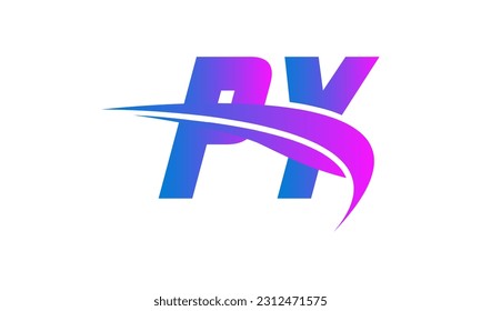 Logo de la carta PY inicial con plantilla de vectores gráficos de diseño Swoosh para identidad de empresa y empresa.