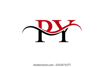 Initial PY letter Logo With Swoosh Design Graphic Vector Template for Business and Company Identity.