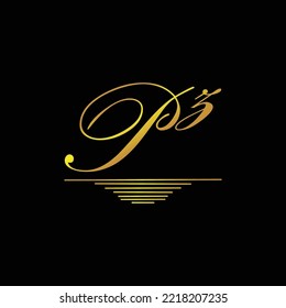 Initial PZ logo signature elegant gold element