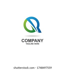 q inicial con vector de diseño de logotipo verde abstracto, icono, elemento, plantilla