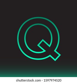 Initial Q Abstract Minimal Premium Light Cyan Gradient Logo Icon Black Background Isolated