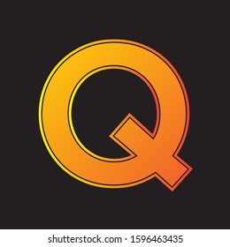 Initial Q Abstract Minimal Simple Premium Orange Gradient Logo Icon Black Background Isolated