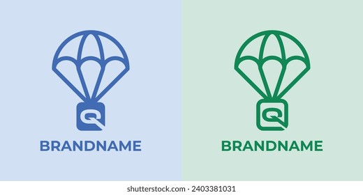 Initial Q Airdrop Logo Set, great for business related to Airdrop or parachutes with Q initial