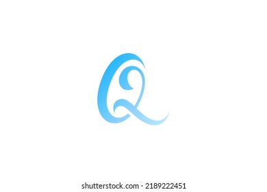 vector de logotipo manuscrito inicial Q azul
