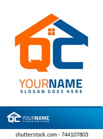 Initial Q & C real estate logo template vector