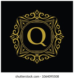 Initial Q with a circular decoration Logo Design Template. Letter Icon Logo. Vector Illustration.