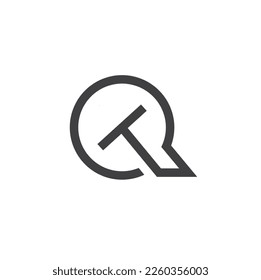 initial q combined with letter t, vector art.
