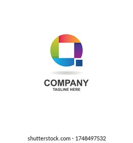 initial q with digital color logo design vector, icon, element, template