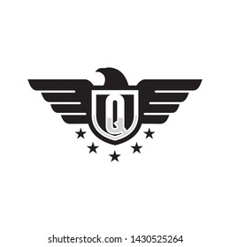 Initial Q eagle shield logo template vector