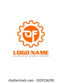 Initial Q & F gear logo template vector