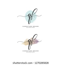 Initial Q F QF handwriting logo vector. Letter handwritten logo template.
