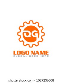 Initial Q & G gear logo template vector