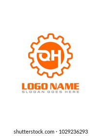 Initial Q & H gear logo template vector