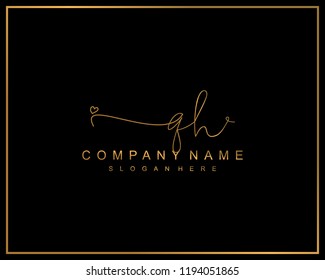 Initial Q H handwriting logo template vector