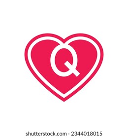 Initial Q heart logo icon vector, letter Q love symbol