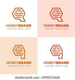 Initial Q Honey Logo Set, Perfect for Beekeeping and Honey Producers