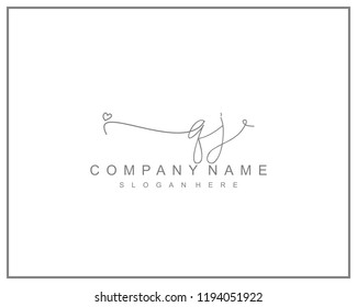 Initial Q J handwriting logo template vector