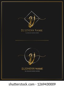 Initial Q J QJ handwriting logo vector. Letter handwritten logo template.