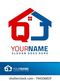 Initial Q & J real estate logo template vector