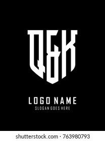 Initial Q & K abstract shield logo template vector