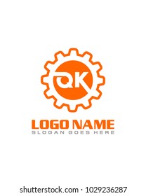 Initial Q & K gear logo template vector