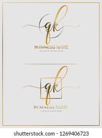 Initial Q K QK handwriting logo vector. Letter handwritten logo template.
