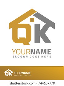 Initial Q & K real estate logo template vector